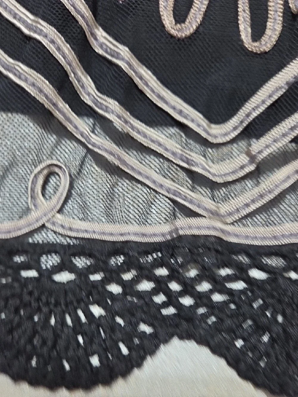 Black A-Line Skirt with Silver Embroidered Motif
